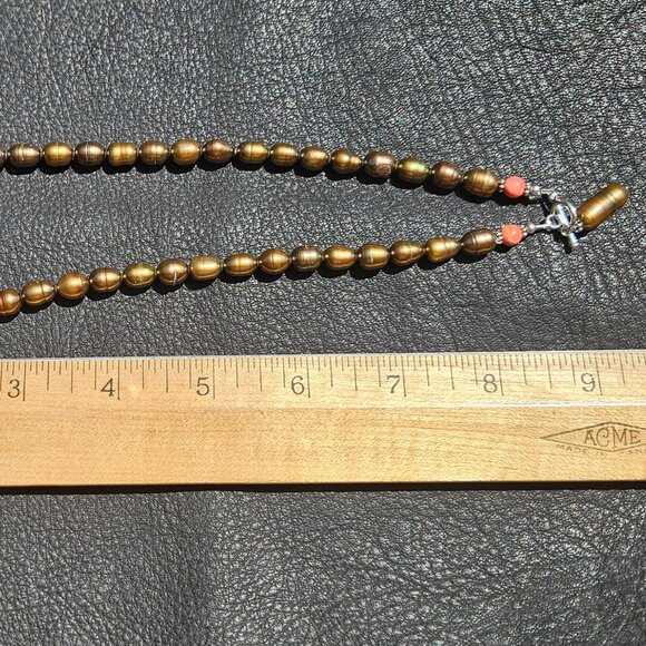 Golden Baroque Pearl Necklace - Picture 5 of 8